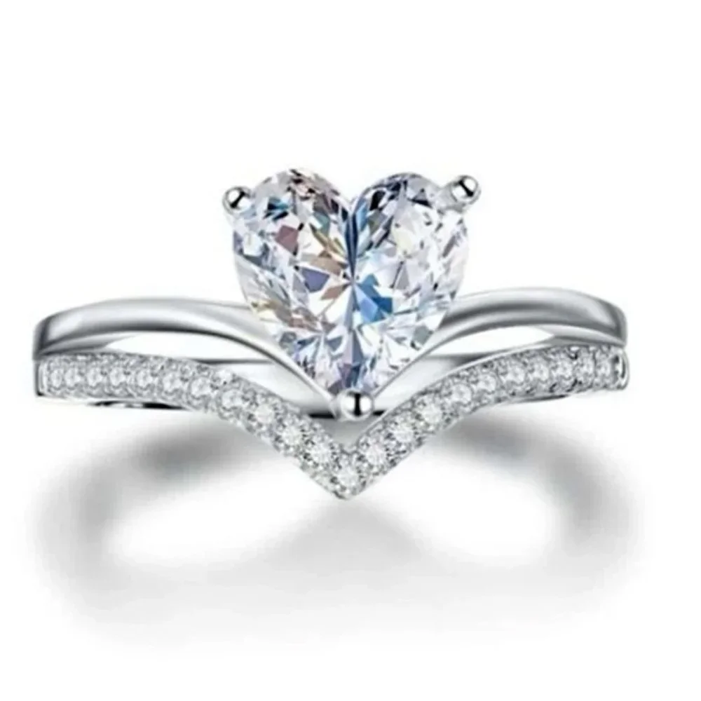 Radiant Heart-Shaped Cubic Zirconia Women's Ring